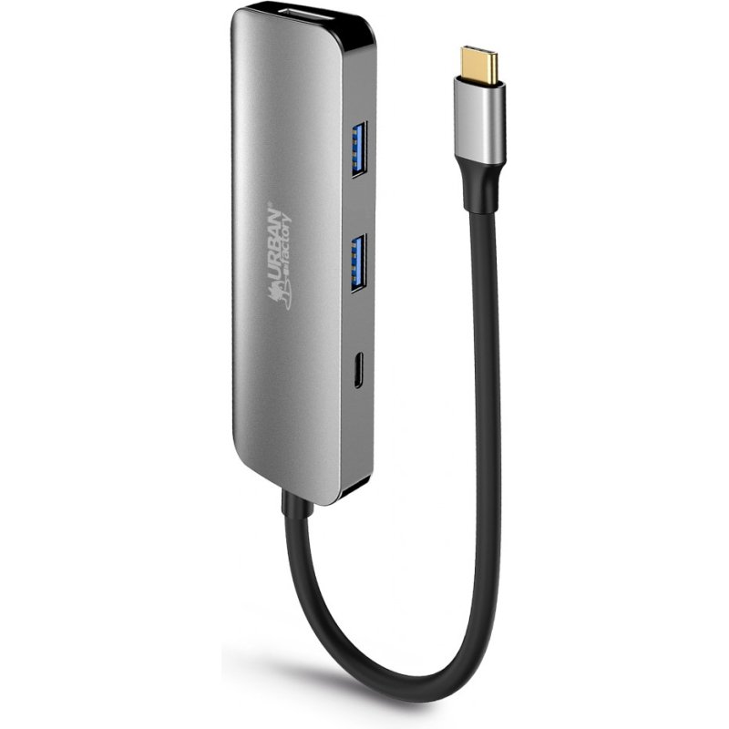 Urban Factory MHC40UF station d'accueil Avec fil USB 3.2 Gen 1 (3.1 Gen 1) Type-C Gris