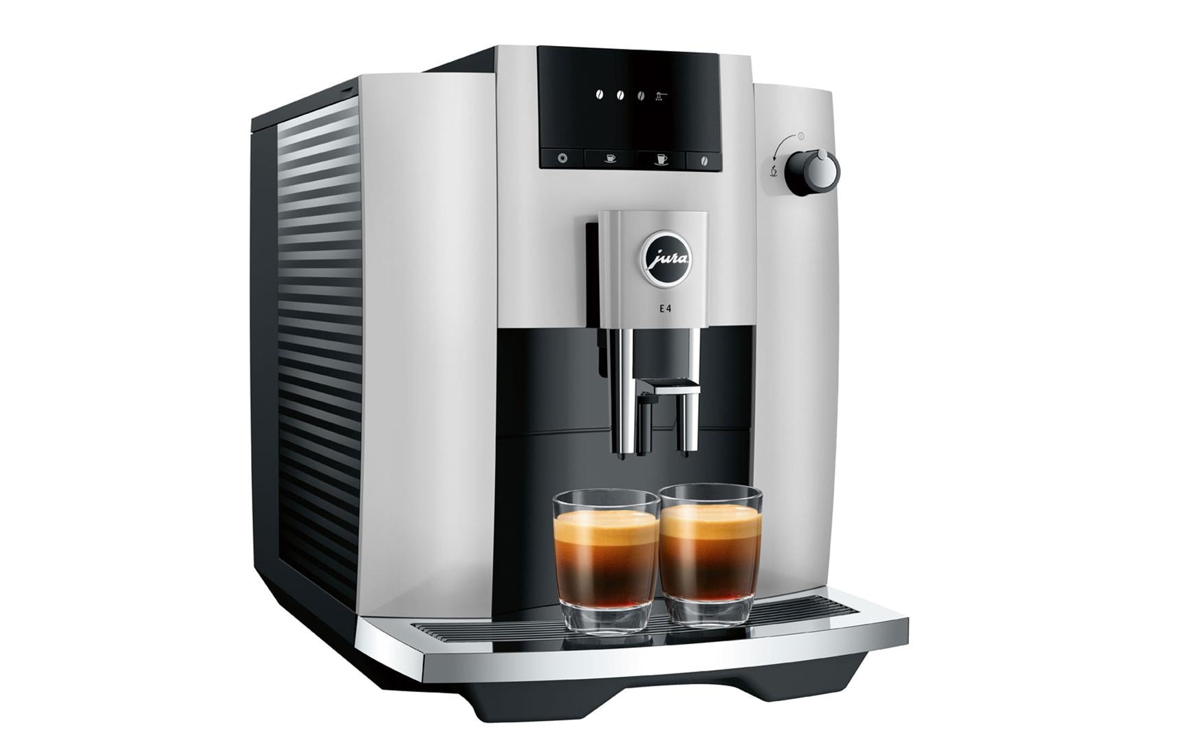 Kaffeevollautomat E4 Platin (SA)<br>Zweitassen-Vollautomat für fünf verschiedene Kaffeegetränke
