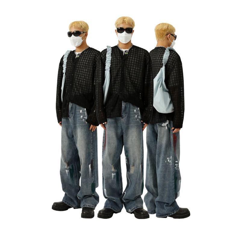 FAERIS - Versleten jeans met wijde pijpen