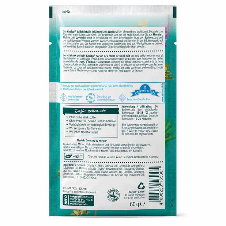 Kneipp Badekristalle Erkältungszeit Nacht, 60 g