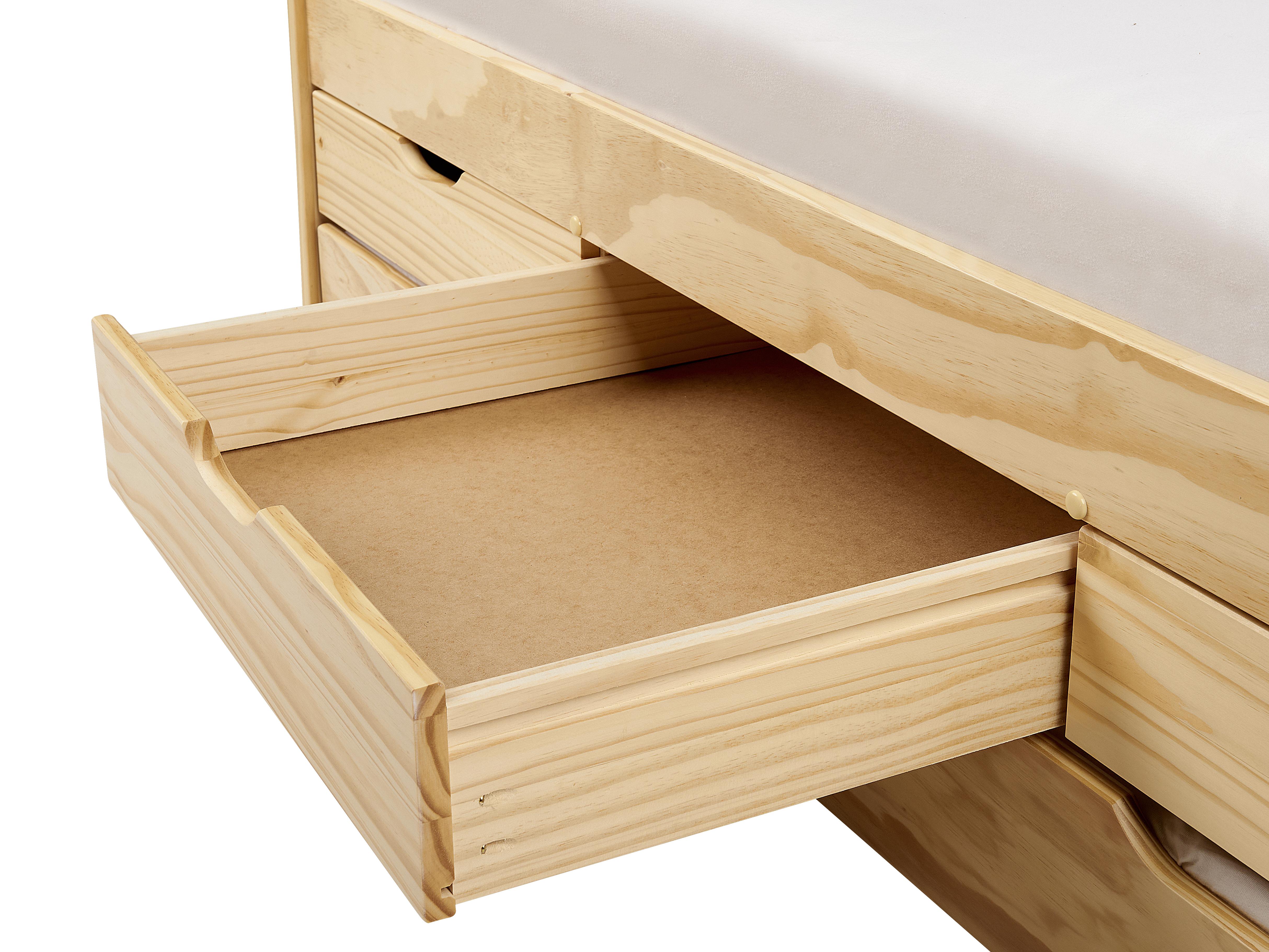 Onderschuifbed Dennenhout PETIVILLE 90 x 200 cm Lichtbruin