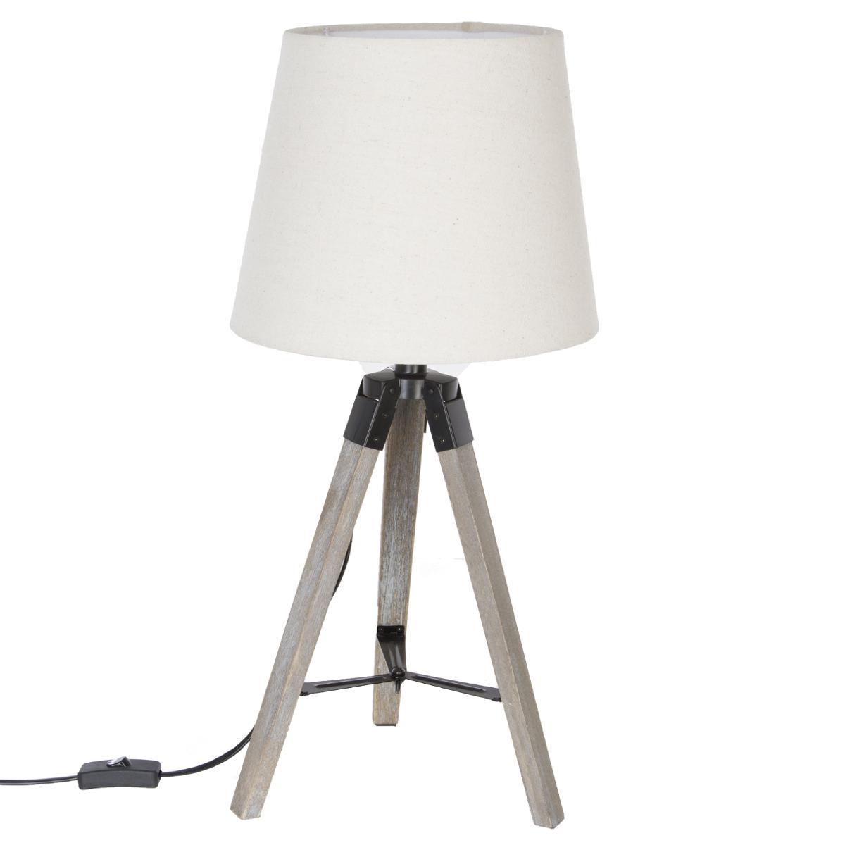 LAMPE BOIS TREPIED RUNO LIN H.58CM