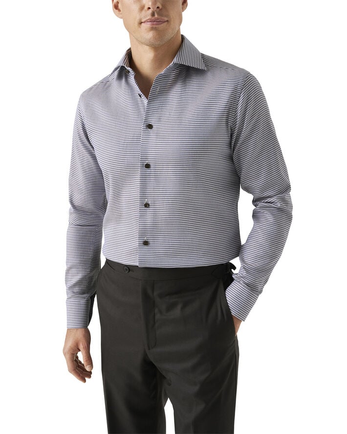 ETON Contemporary Fit Brown Houndstooth Signature Twill Shirt Brun