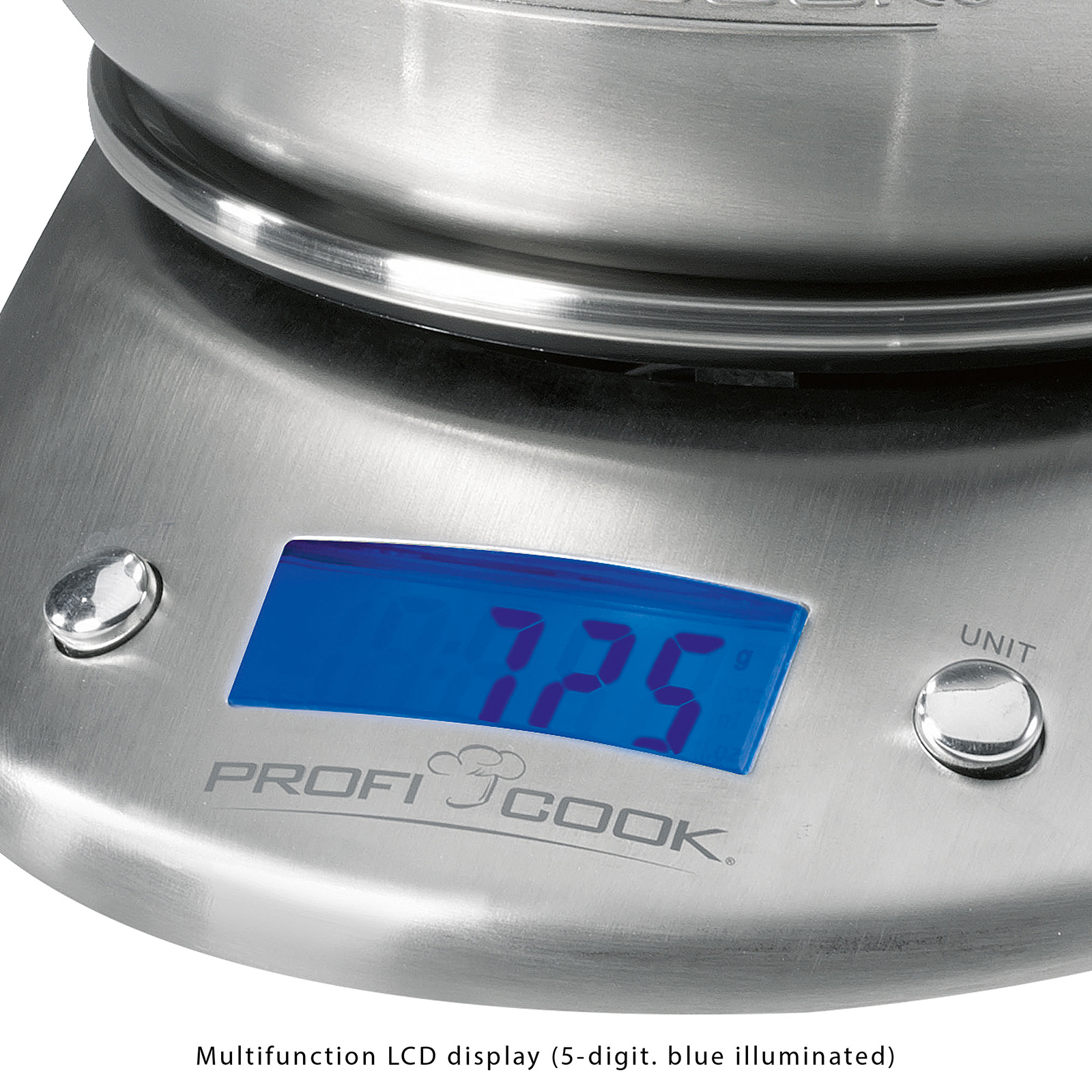 PROFICOOK LCD-Küchenwaage - Edelstahl - bis 5 Kilogramm