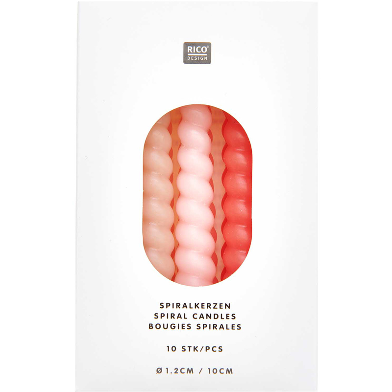 Rico Design Spiralkerzen, 10 cm, 10 Stück, rosa
