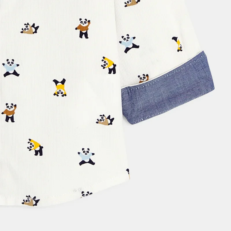 Chemise velours côtelé panda blanc bébé garçon Blanc