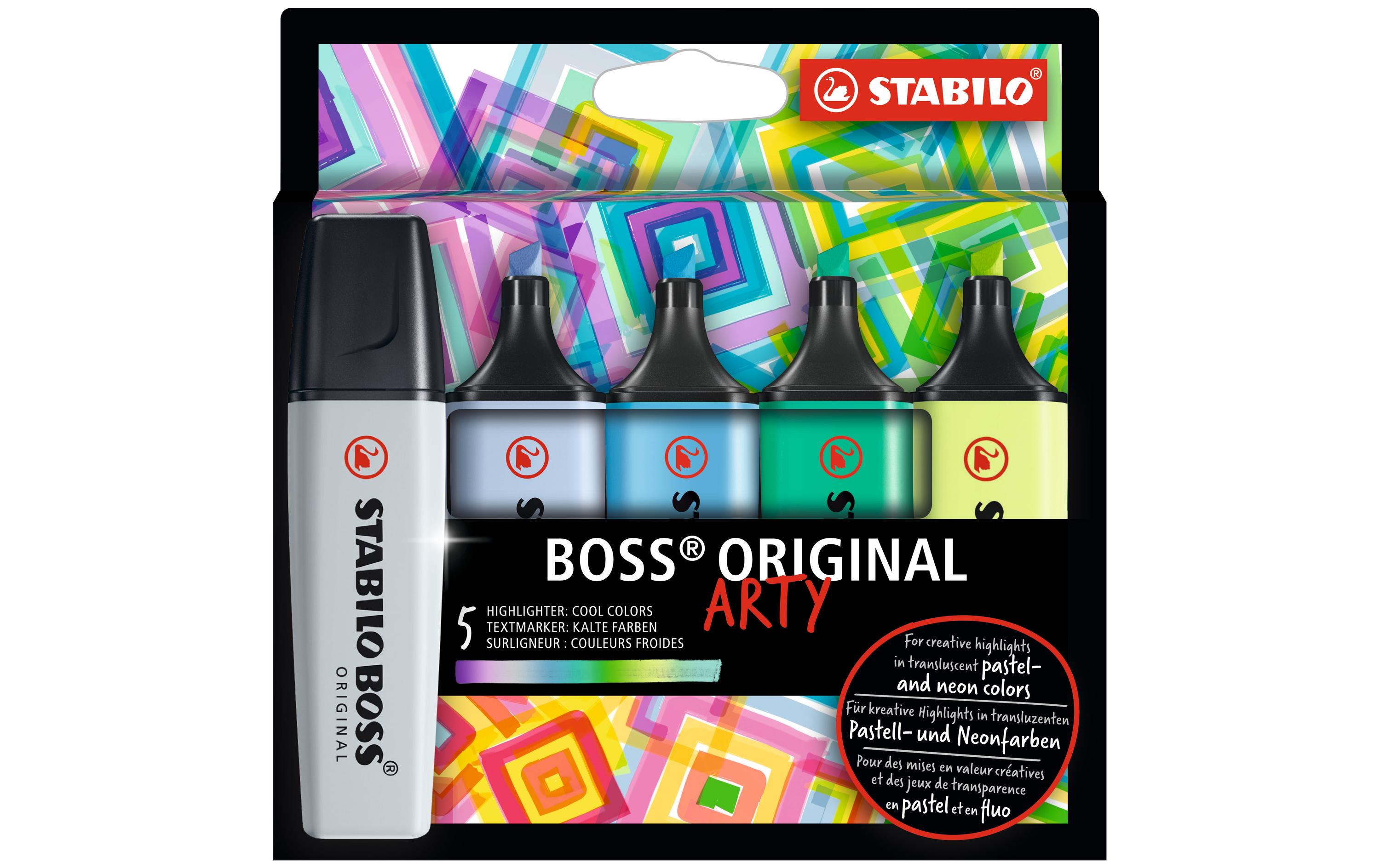 Textmarker Boss Original Arty 5er EtuiTextmarker mit 5 kalten Farben