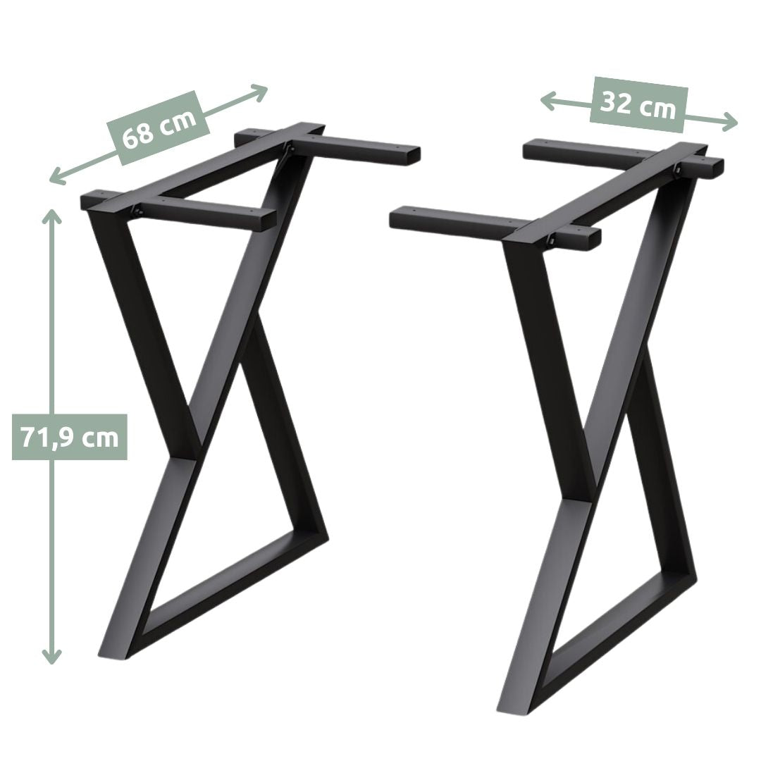 holz4home® Doppel-Dreieck Tischgestell Metall schwarz – 1 Paar (2 Stück)