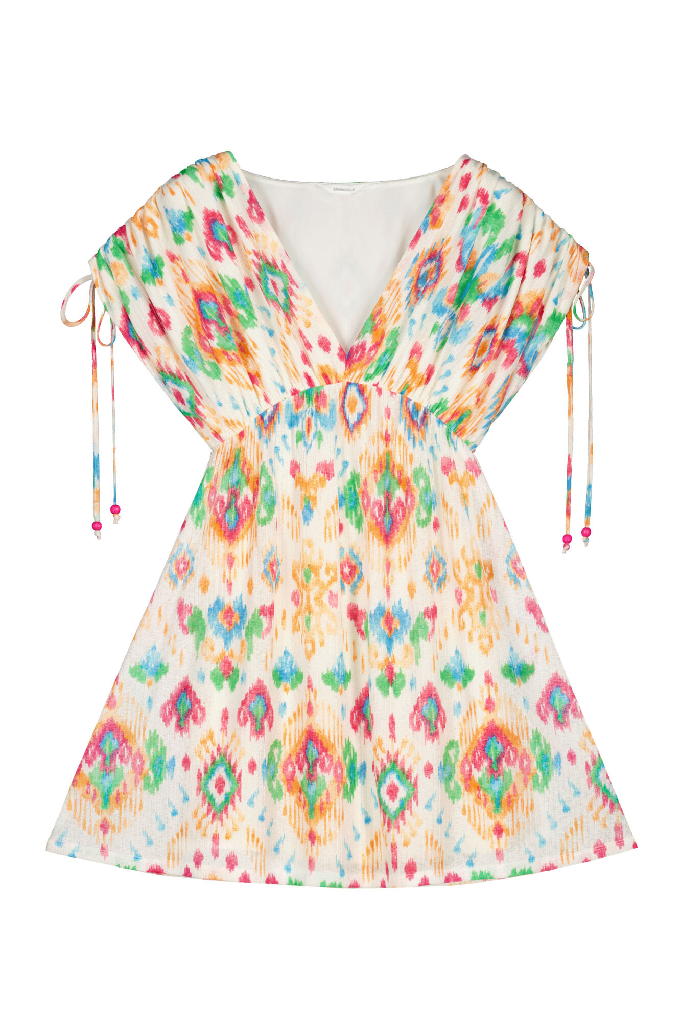Vestido curto com estampa étnica