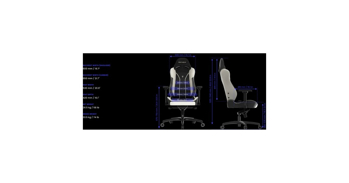 VertagearSL5800 gamestoel  (Zwart/carbon, ContourMax Lumbar, VertaAir, Hygennx)