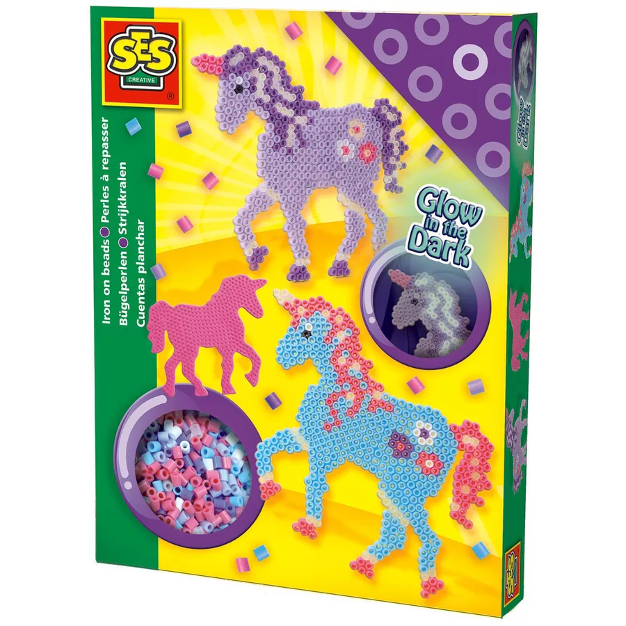 SES Creative® Bügelperlenset - Einhorn Glow in the Dark