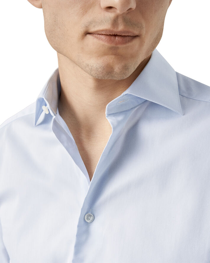 ETON Slim Fit Light Blue Solid Elevated Twill Shirt Lyseblå