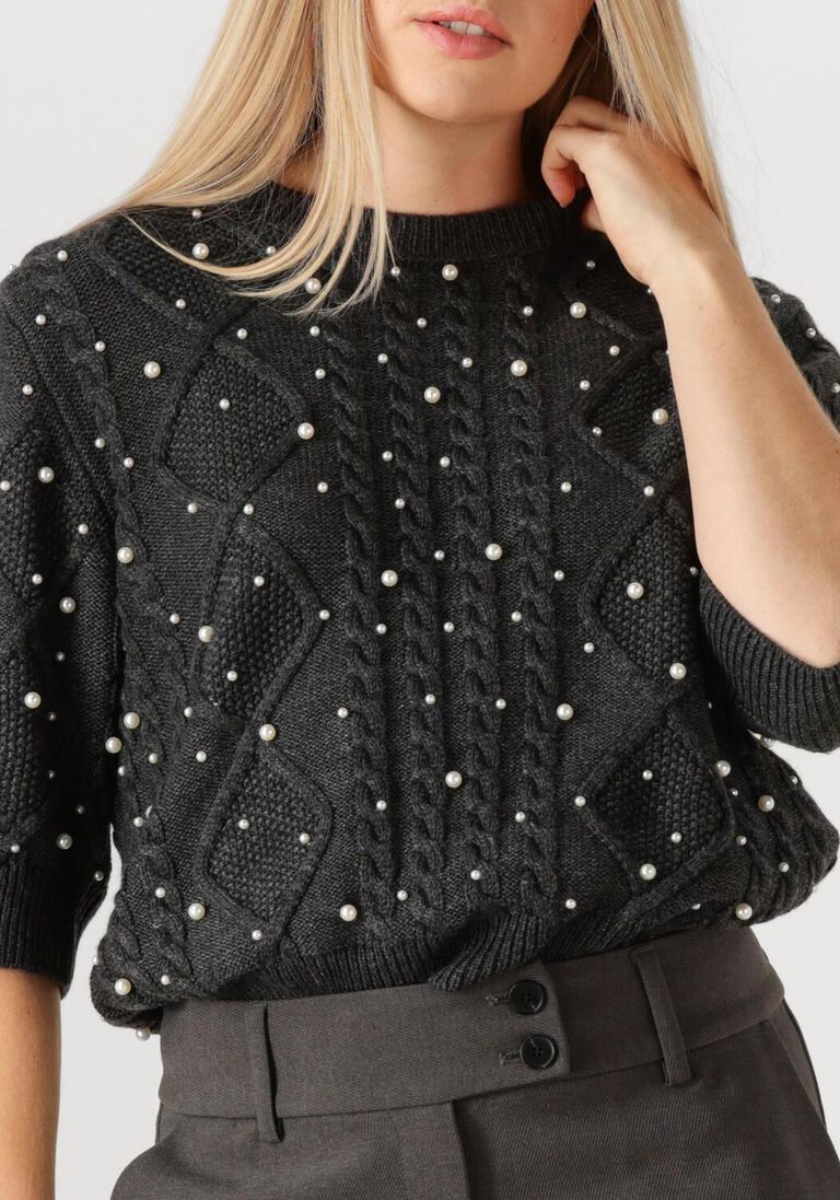 donkergrijze gestuz trui gztaiba deco pullover