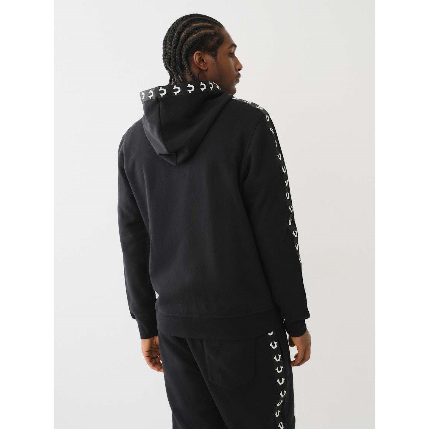 True Religion TR Logo Tape Trim Zip Hoodie Mens