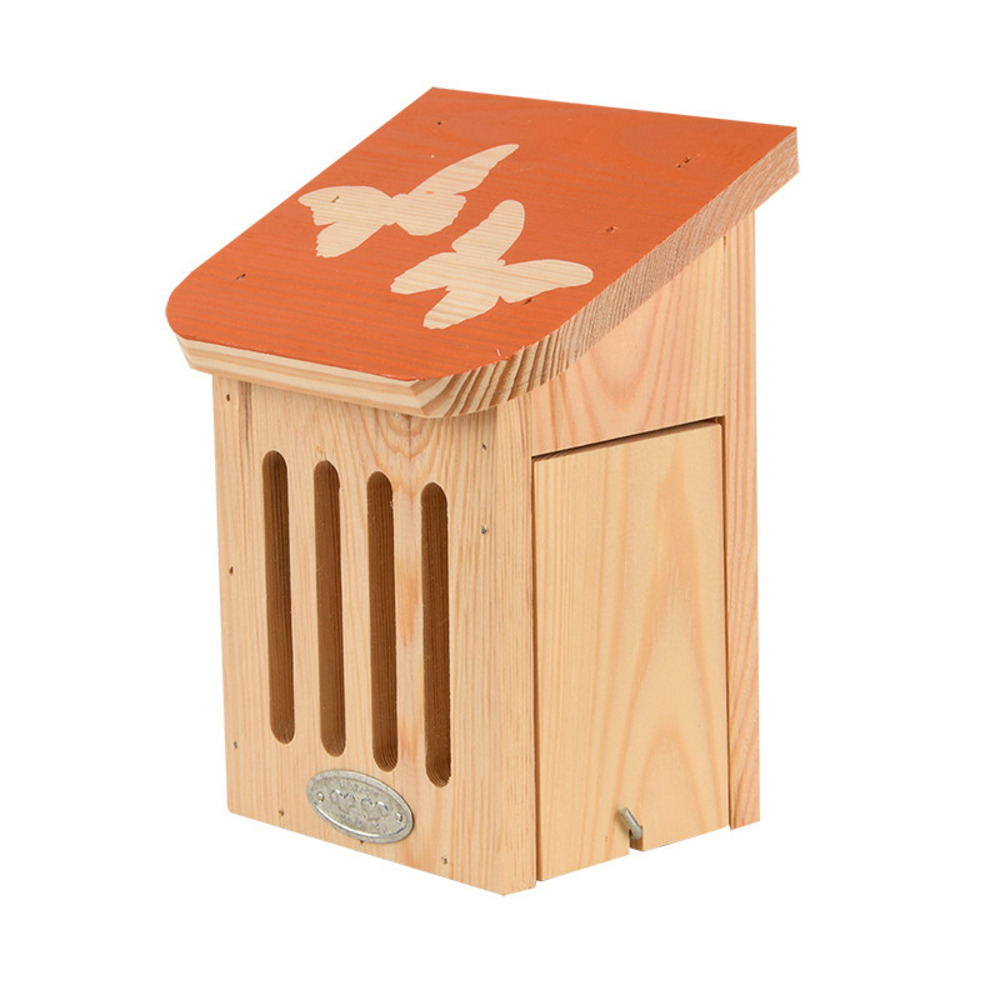 Maison à papillons, avec toit coloré avec silhouette papillon.