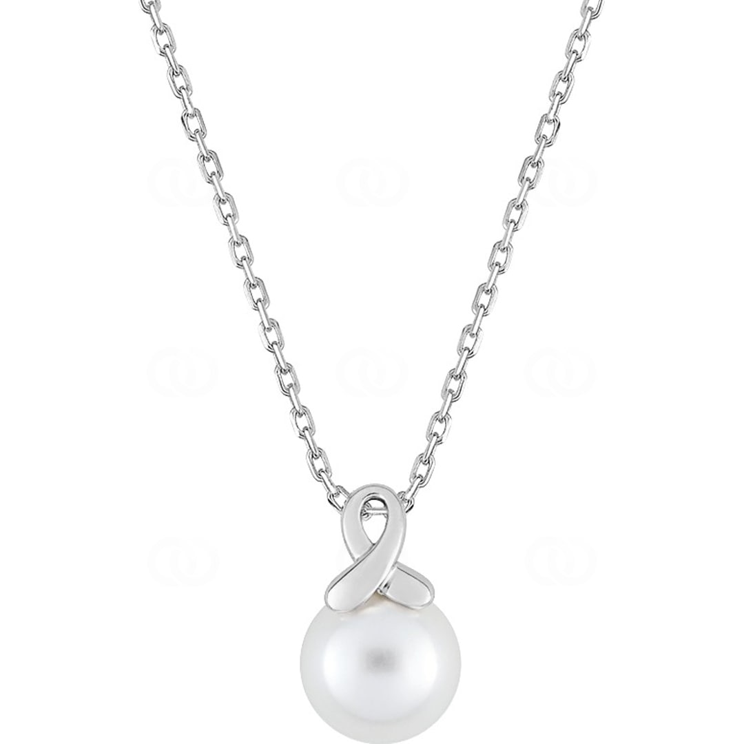 Collier mit Anhänger 925 Silber rhodiniert mit Kunstperle 8mm