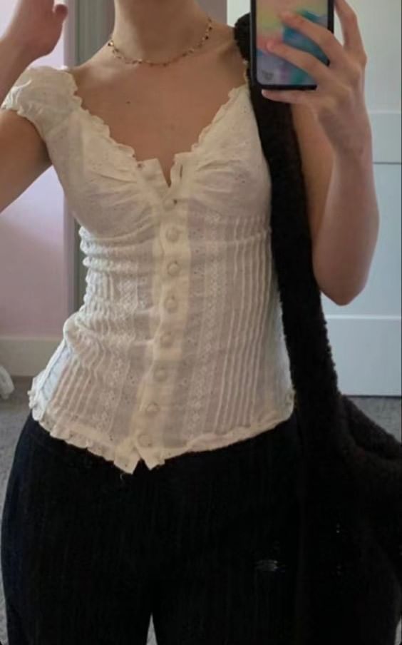 Sensarra - Blouse met ruches en kant