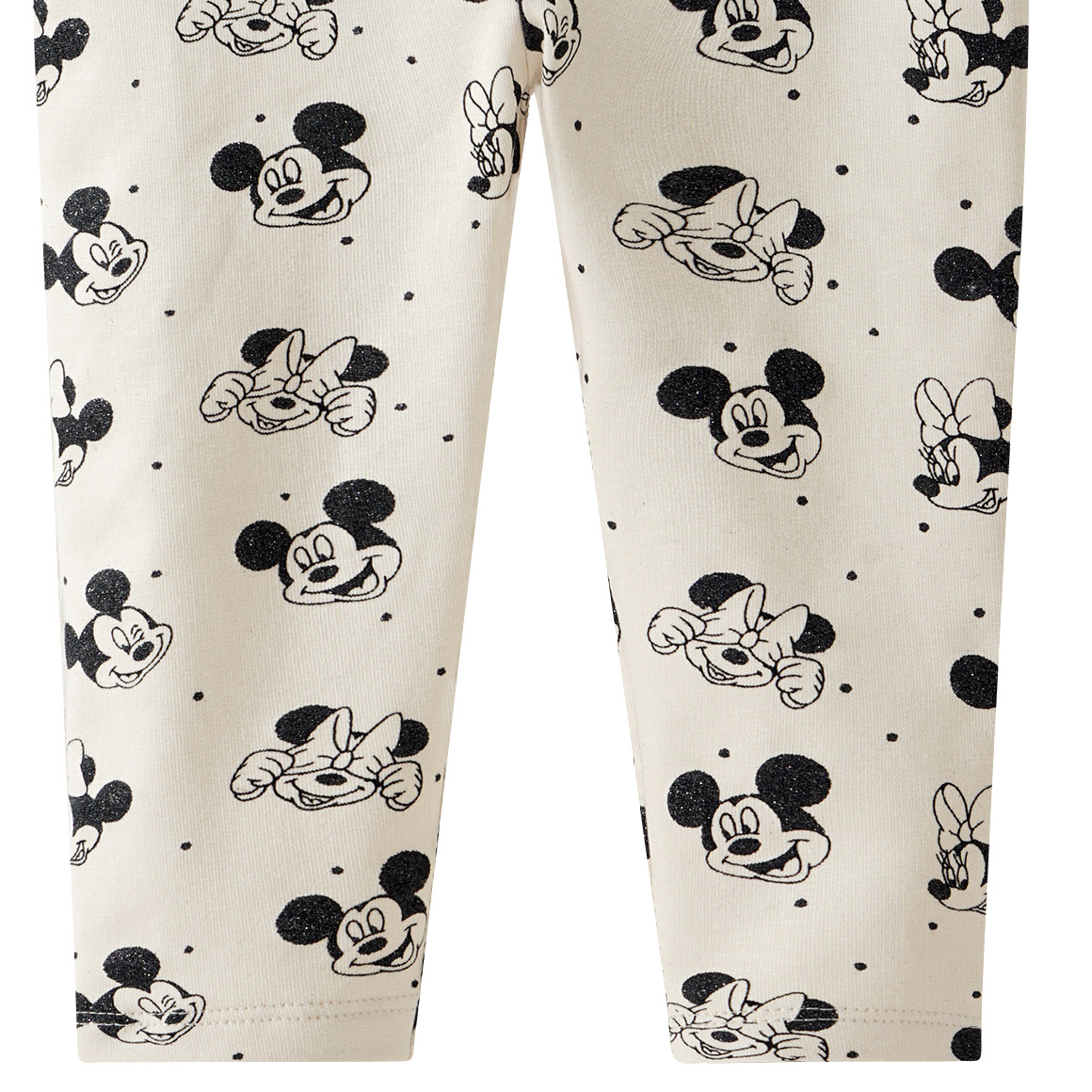 Topomini Minnie Maus Leggings mit Glitzer-Print creme