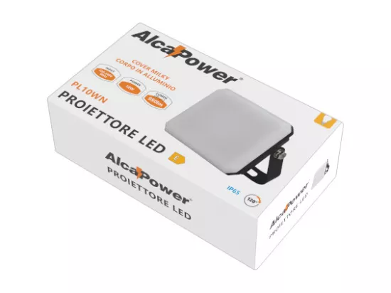 Projecteur LED Noir 230V 10W 4000K Couvercle Laiteux 950lm 89x62x25,5 mm