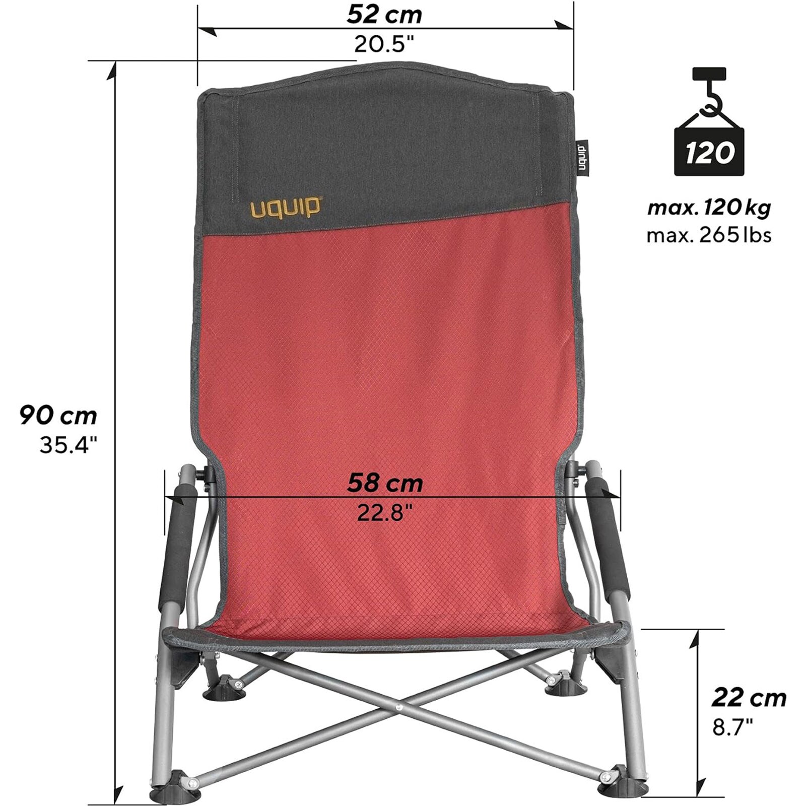 UQUIP Strandstuhl Sandy XL Campingstuhl Faltstuhl Klappstuhl Stahl Faltbar 120kg Farbe: Blue/grey