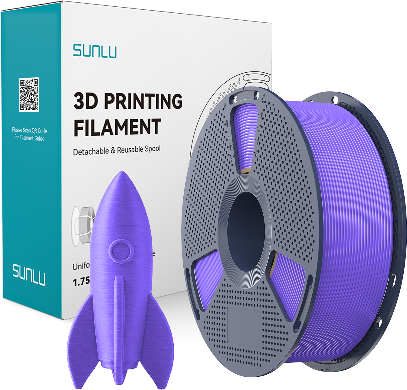 SUNLU  High-Speed PLA Lavender Purple, 1,75 mm / 1000 g    PLA Filament speziell für den Hochgeschwindigkeitsdruck in Lavender Purple