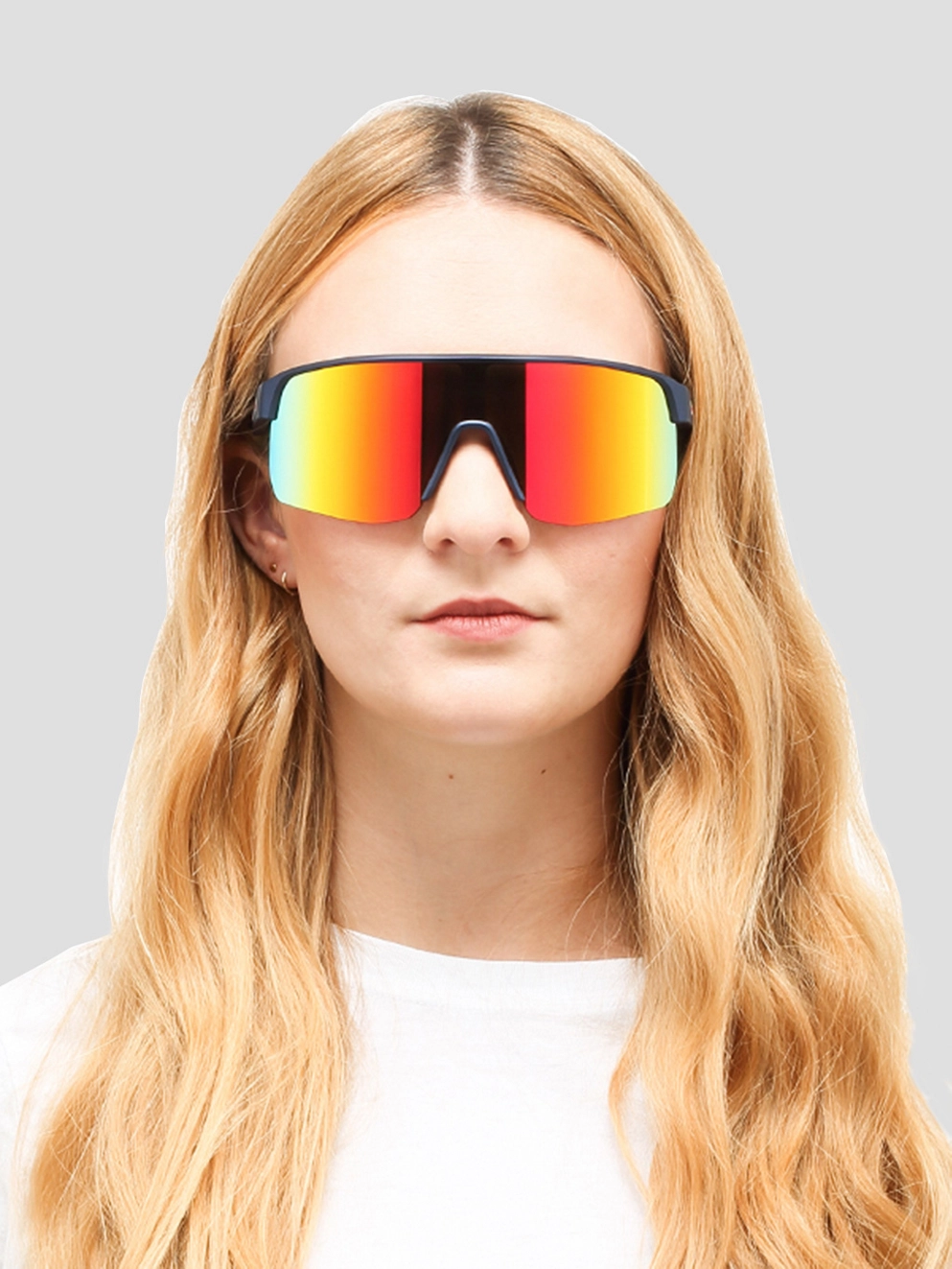 Red Bull SPECT Eyewear DAKOTA-004 Matt Metallic Blue Sunglasses brown with orange revo