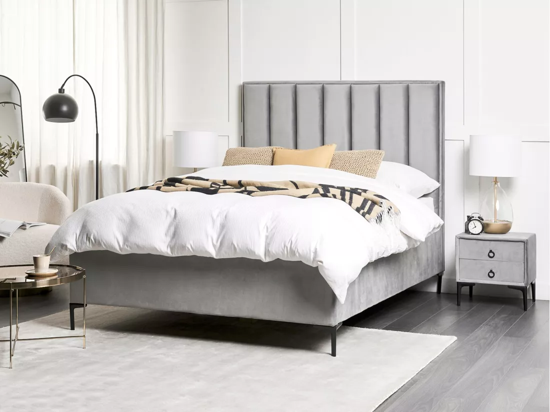 Ensemble de chambre Velours SEZANNE 140 x 200 cm Gris clair