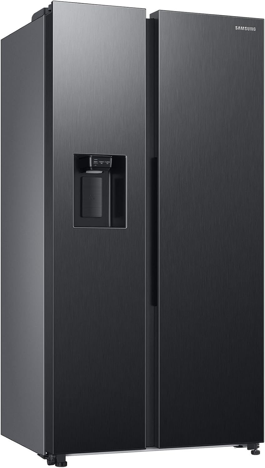 Samsung Side-by-Side-Kühlschrank mit Gefrierfach, 178 cm, 635 l, AI Energy Mode, Wasser- und Eisspender, No Frost+, Premium Black Steel, RS6GA854CB1/EG
