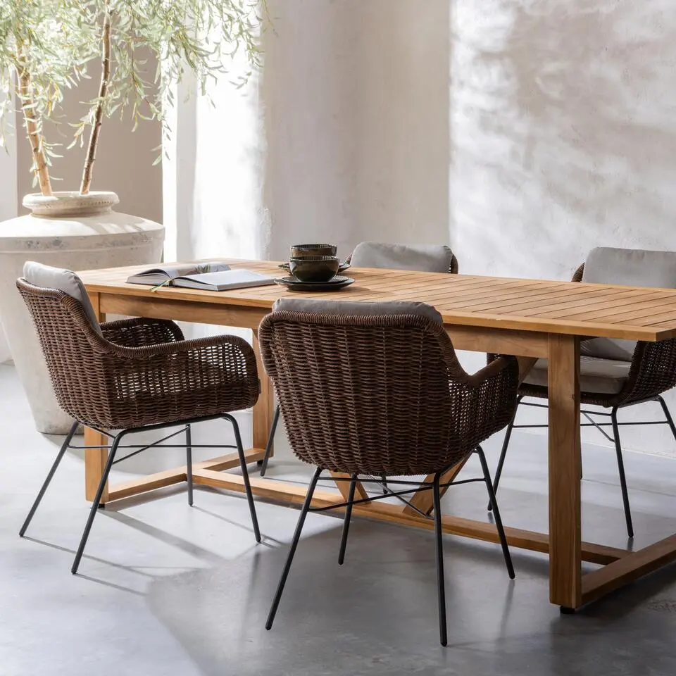 WOOOD Beaver Tuintafel - Teak - Naturel - 75x240x90