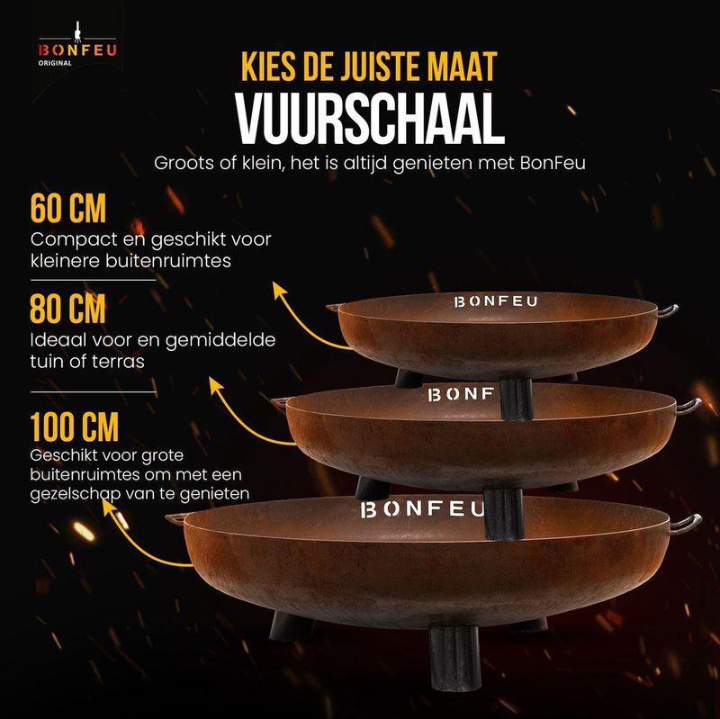 BonFeu BonBowl Plus - Vuurschaal - Roestbruin - Cortenstaal - Ø60 cm