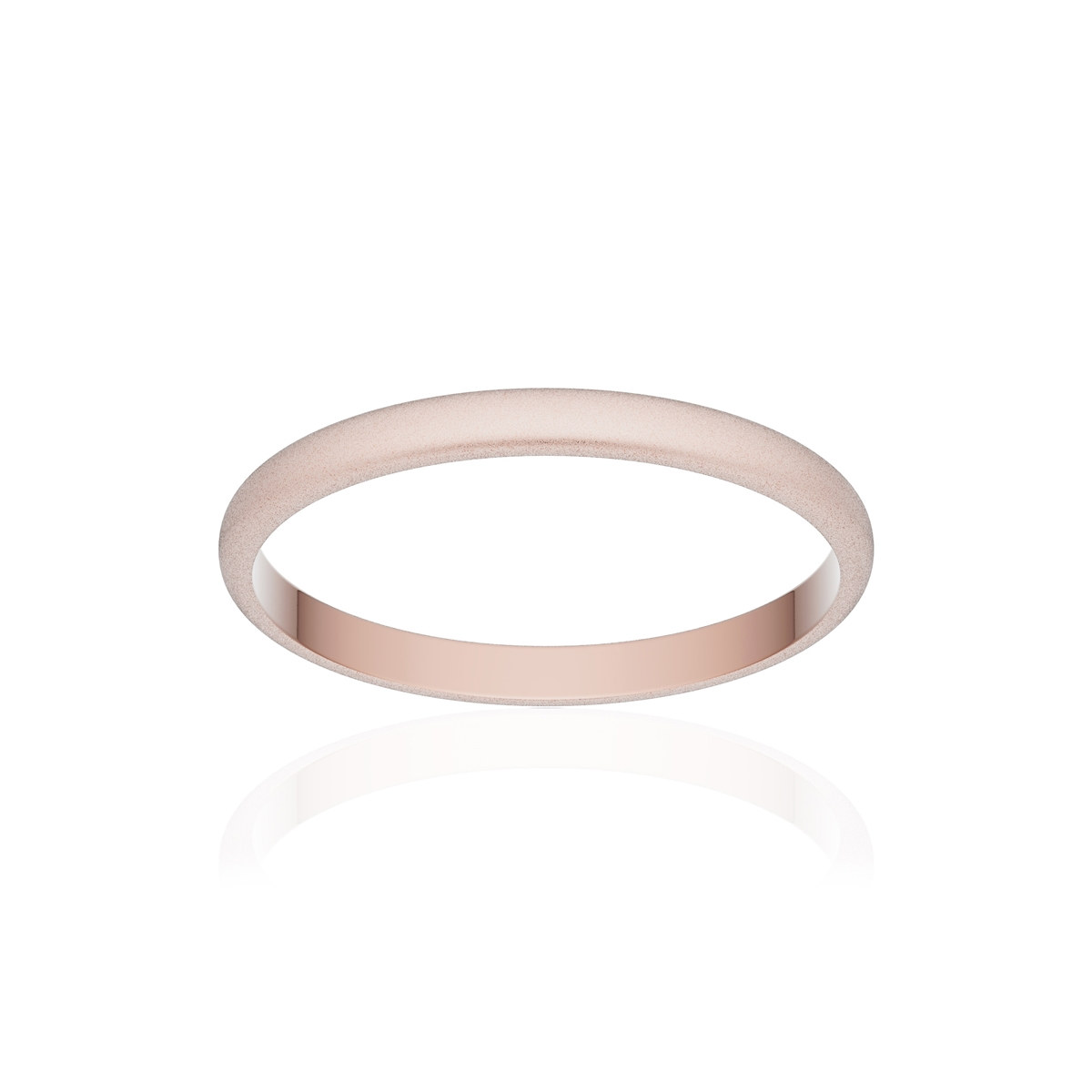Alliance or 375 rose sablé demi-jonc 2mm