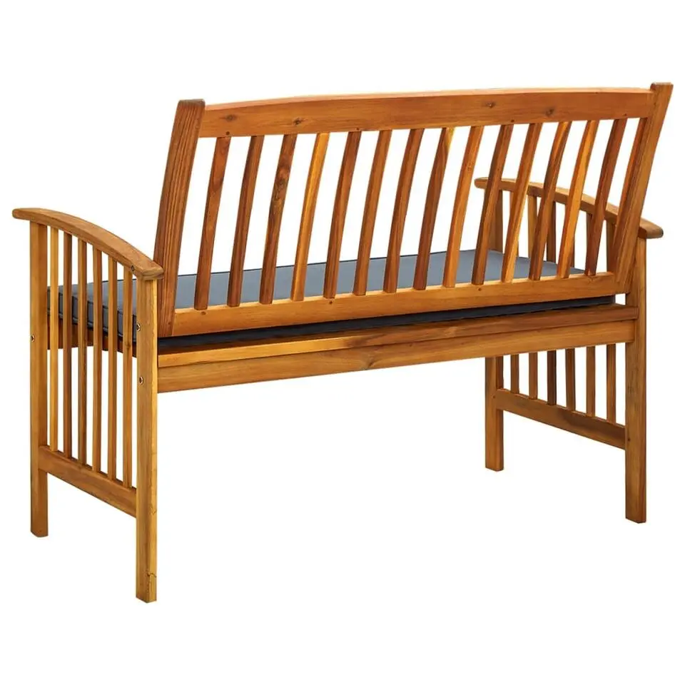 vidaXL - Tuinbank - Donkergrijs - Acaciahout - 119 cm - Met kussen