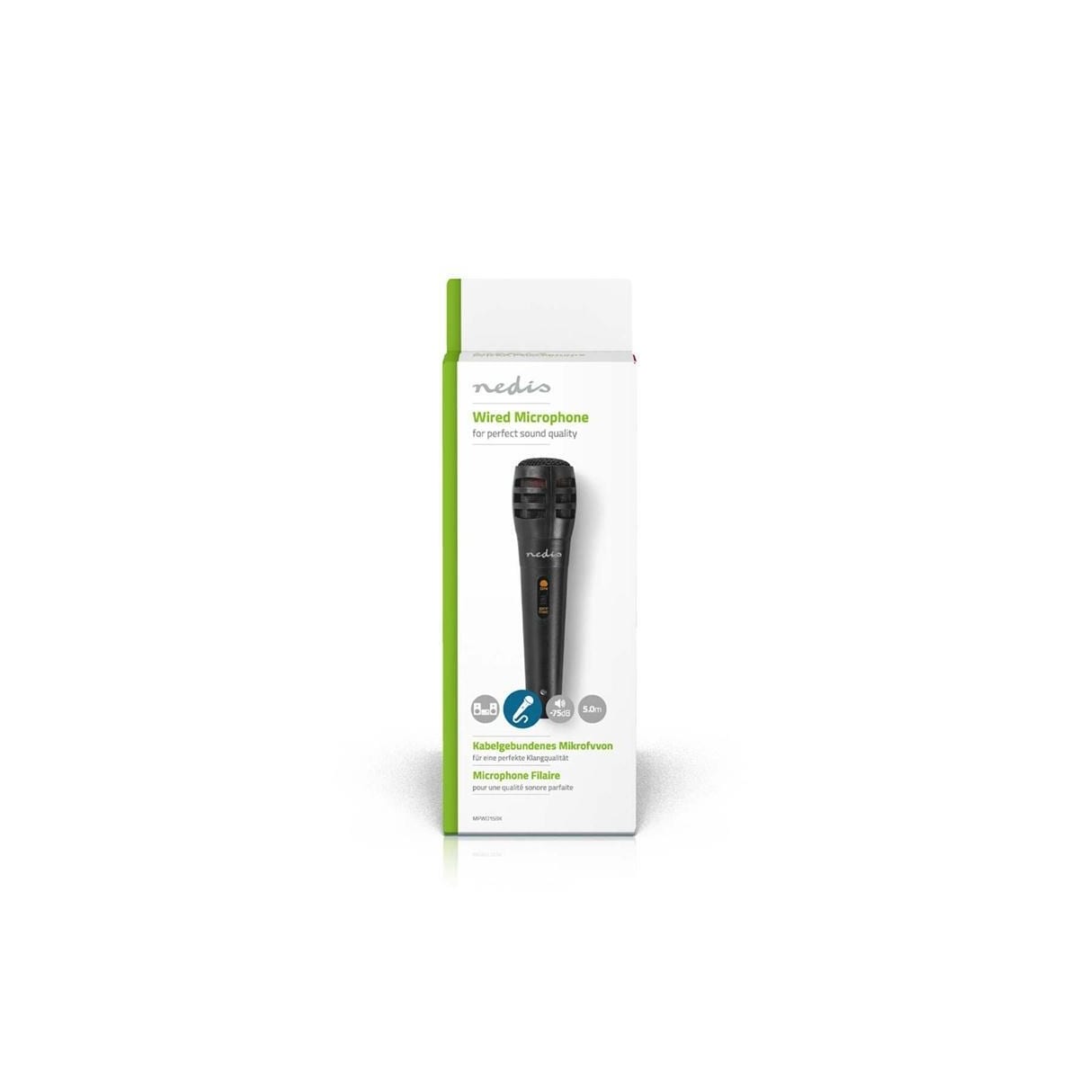 Nedis Wired mikrofon | Kardioid | Avtakbar kabel | 5.00 m | 80 Hz - 12 kHz | 600 Ohm | -75 dB | Av/på-bryter | Reiseveske inkludert | ABS / Aluminium | Sort