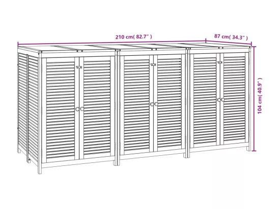 Boîte de rangement de jardin 210x87x104 cm bois massif d'acacia