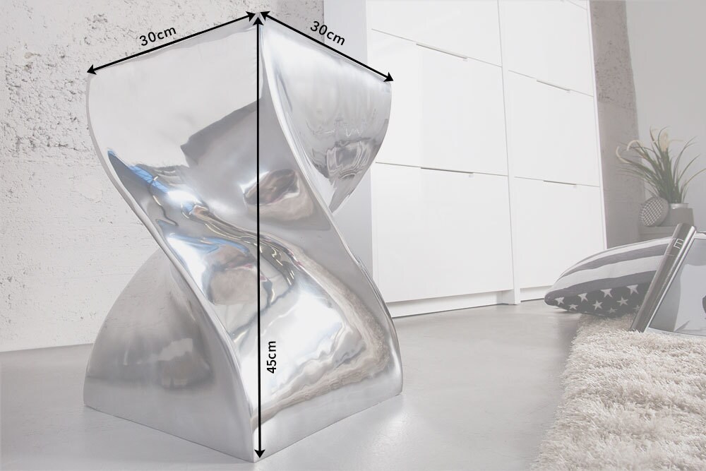 riess-ambiente Beistelltisch TWIST - 30cm silber Aluminium poliert Sitzhocker Modern Design