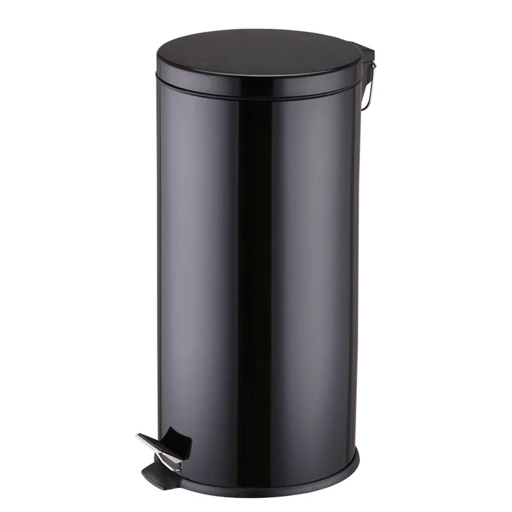 Poubelle ronde pédale noir 30L