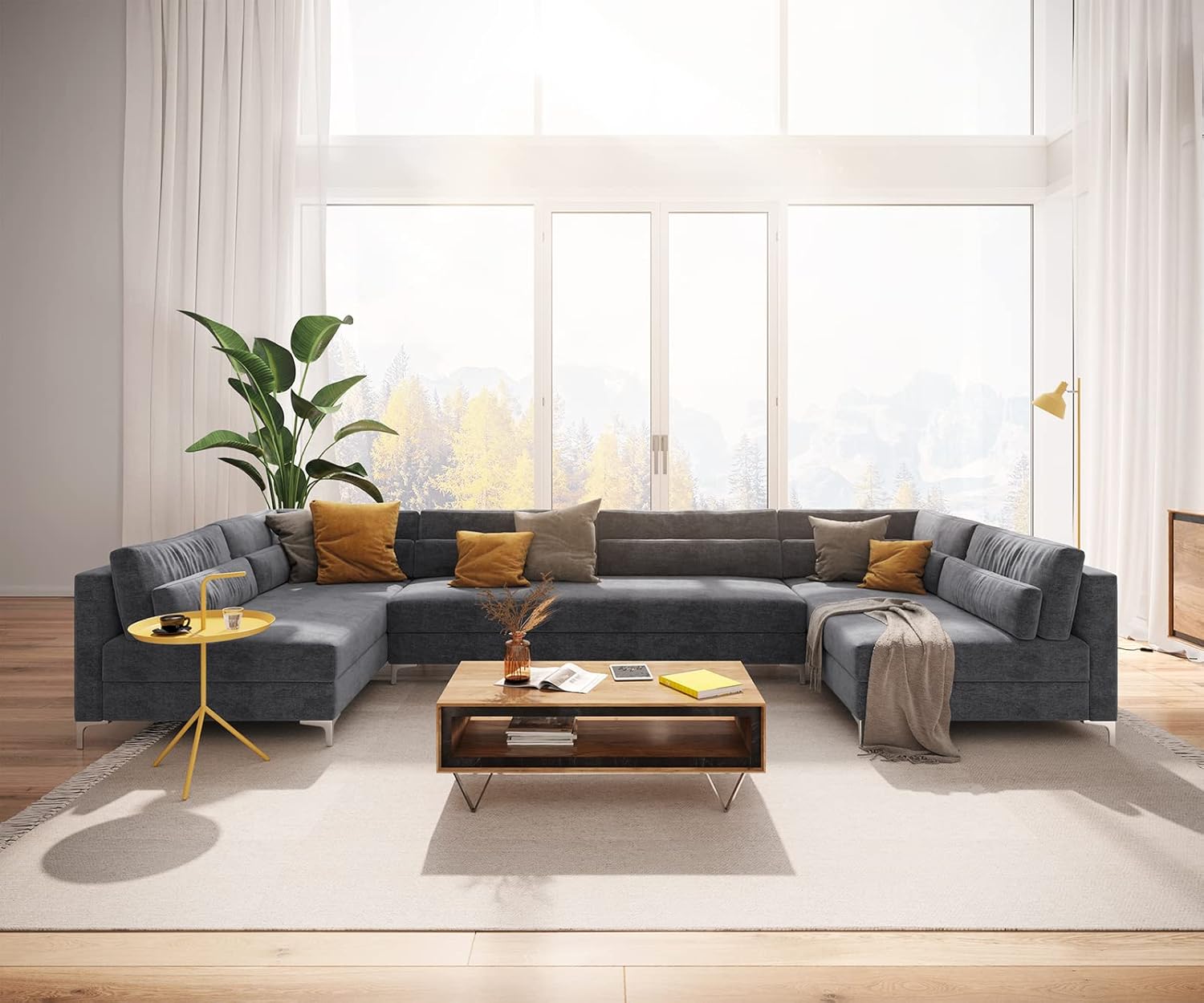 DELIFE Sofa Elio Mikrofaser Graphite 400x185 cm XL Wohnlandschaft