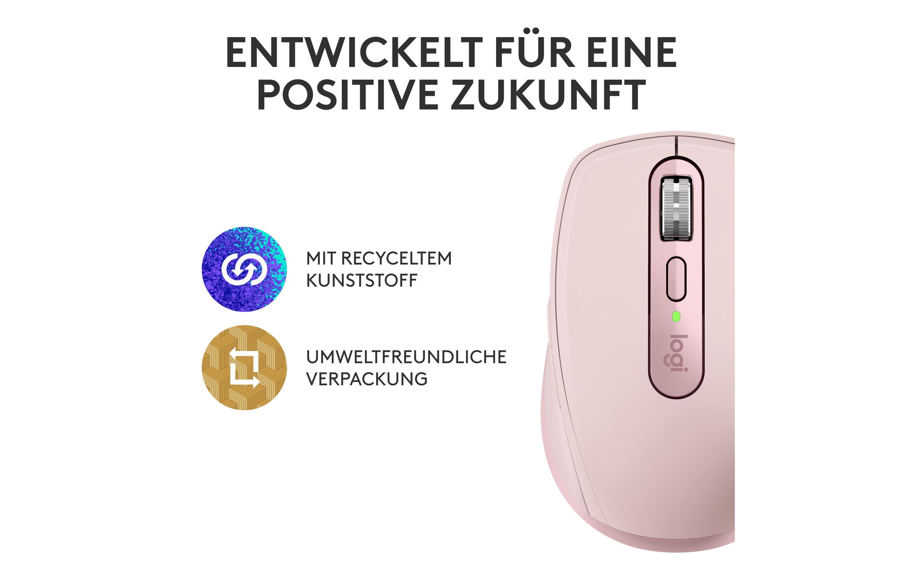 Mobile Maus MX Anywhere 3s RoseKompakte kabellose Performance-Maus mit 8K DPI-Sensor