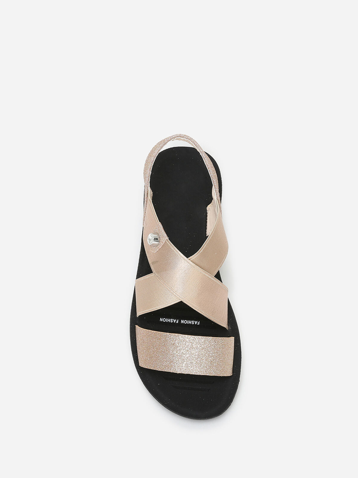 Sandales à brides élastiques et en simili- Doré rose