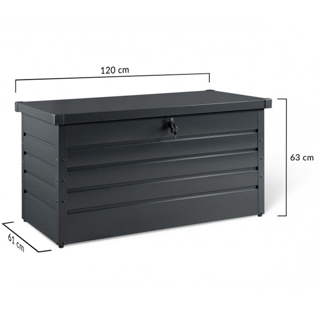 Pratik Garden Coffre de jardin metal 350L gris - 120x61x63 cm