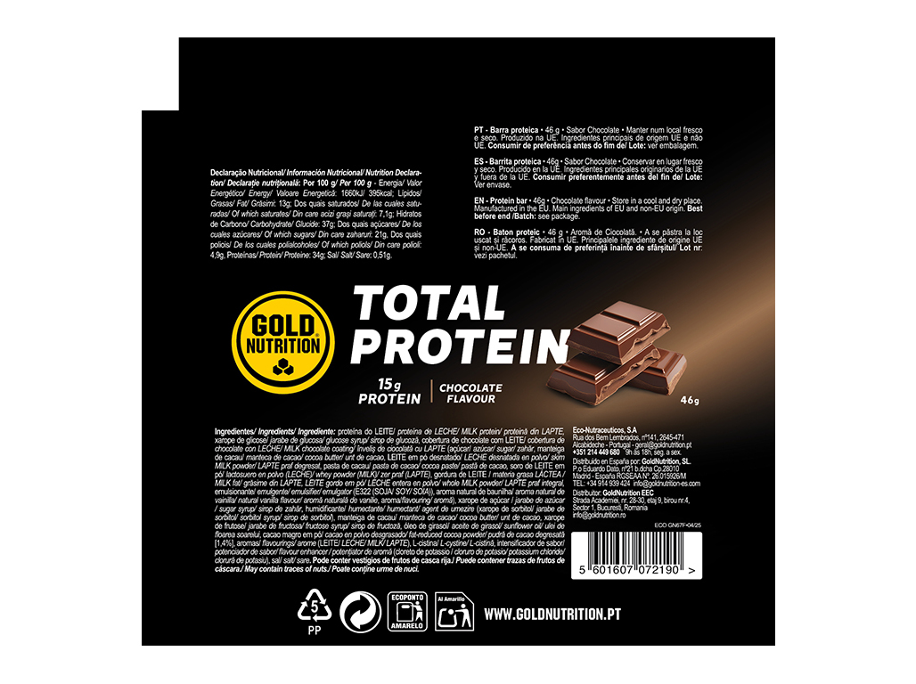 BARRA GOLDNUTRITION TOTAL PROTEIN CHOCOLATE 46G