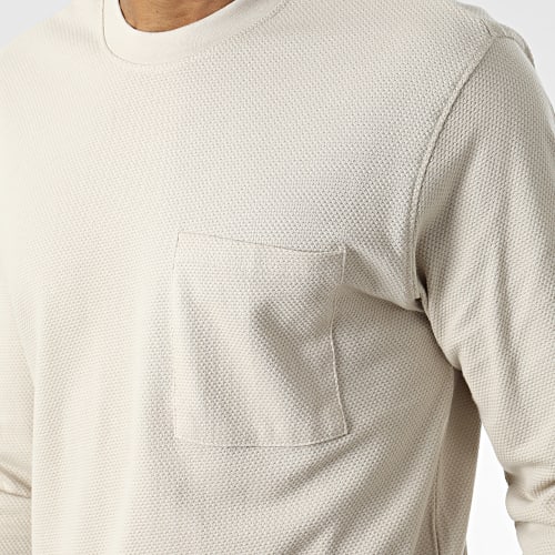 Tee Shirt Poche Manches Longues Kyler Beige
