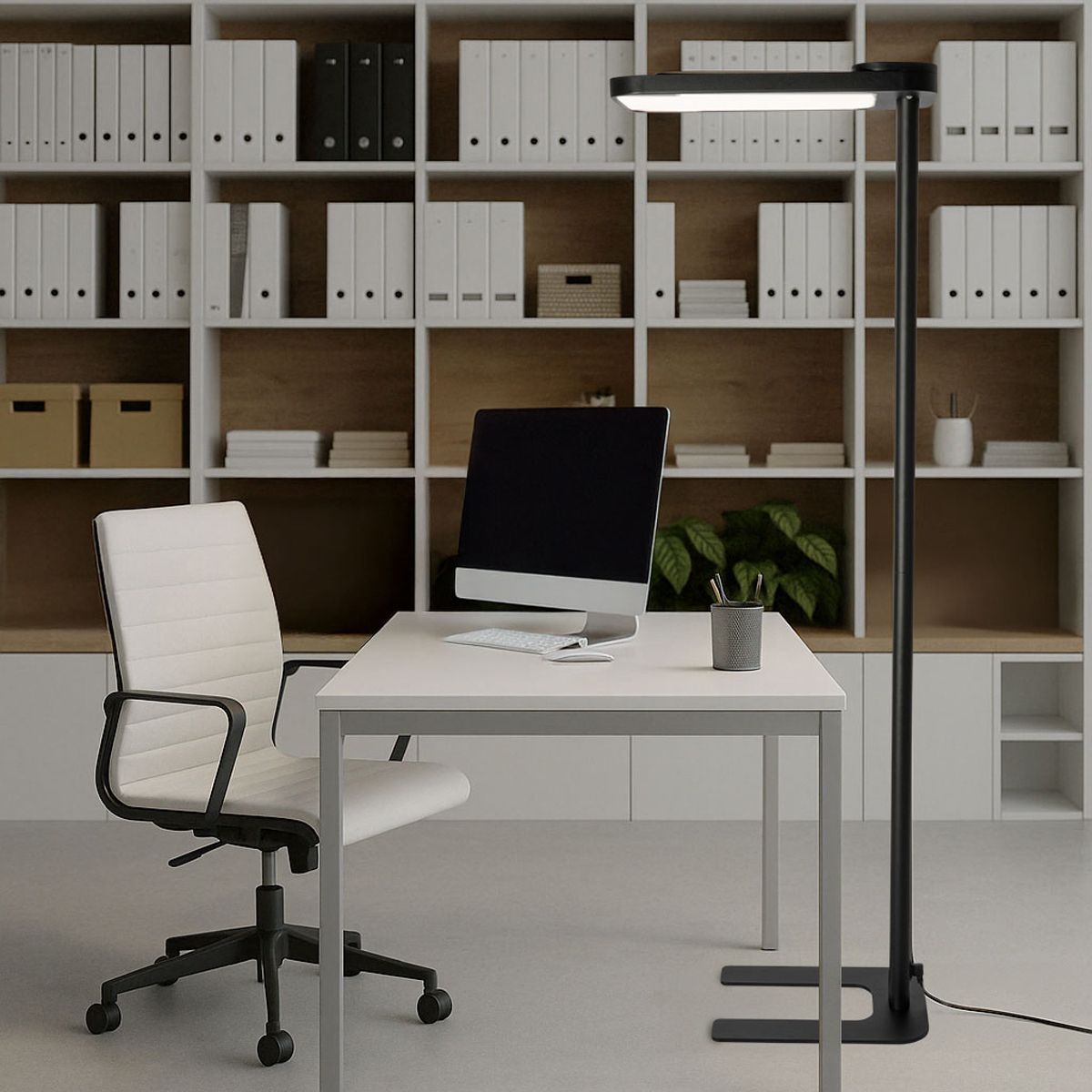 Daglicht vloerlamp zwart vierkant incl. LED en dimmer - Guzo