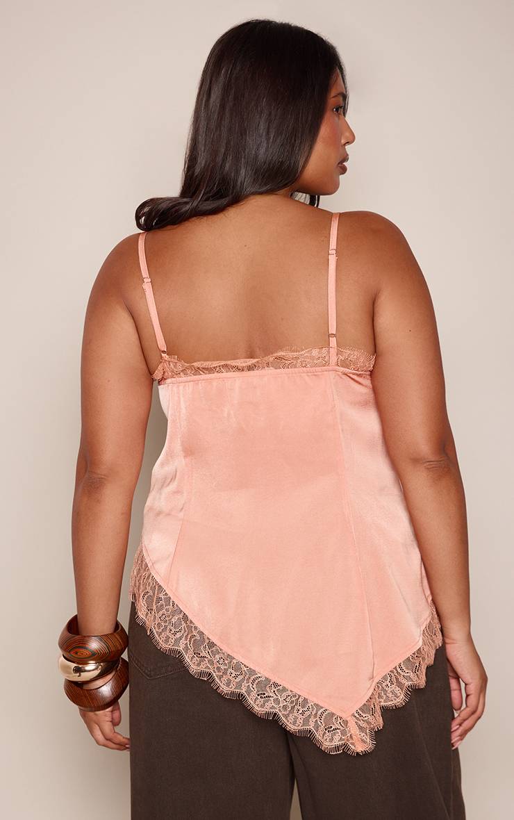 Pêche Haut Caraco Asymétrique Grande Taille À Détail Dentelle Et Bretelles