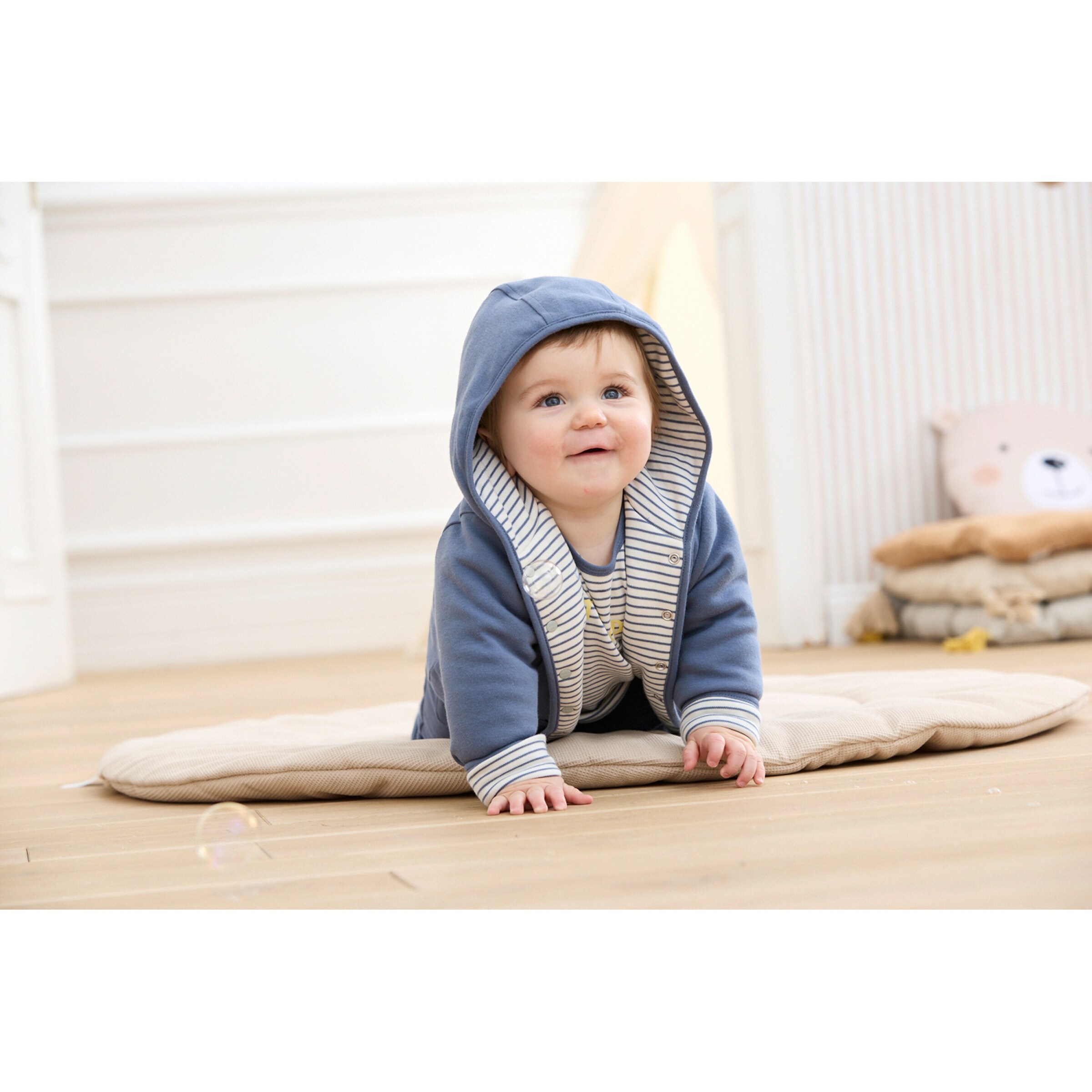 Bornino - Tiny Friends Wendejacke Ringel Gans blau/natur