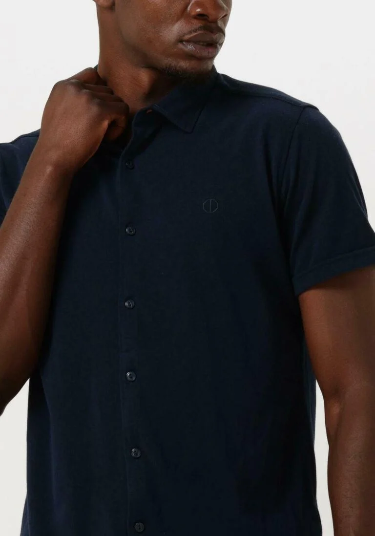 DSTREZZED donkerblauwe dstrezzed casual overhemd shirt melange pique