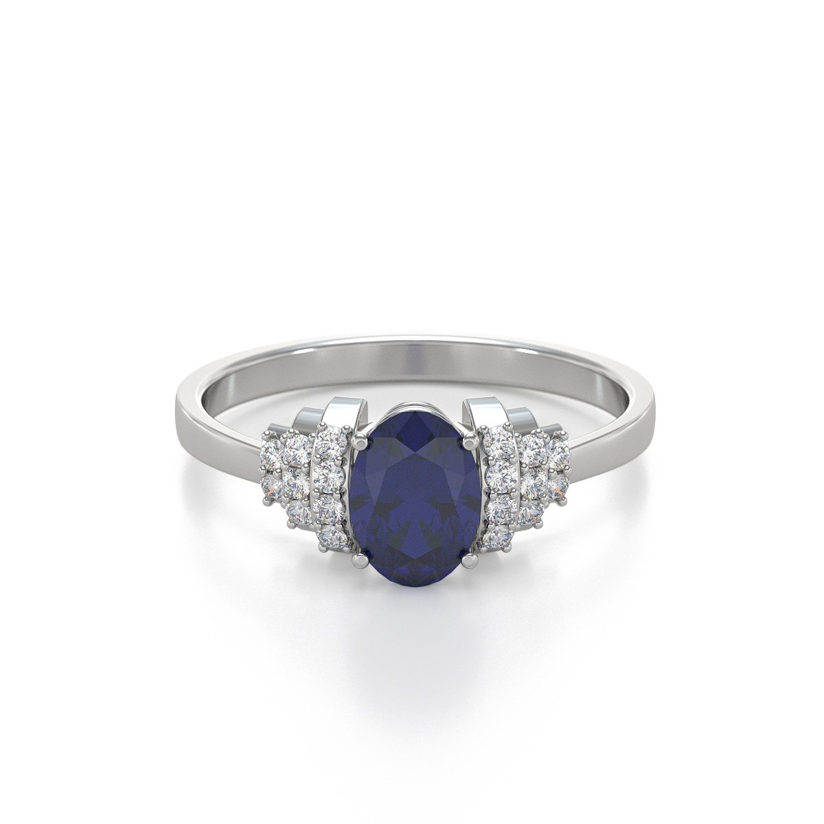 Bague ADEN Or 585 Blanc Saphir et diamants 2.24grs
