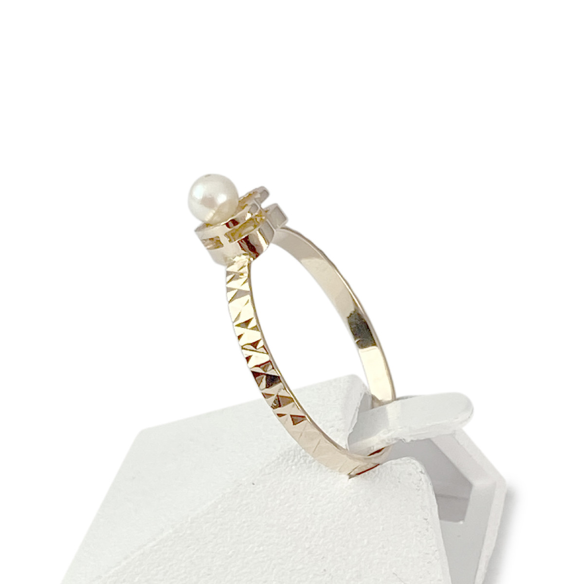 Bague d'occasion or 750 jaune perle de culture