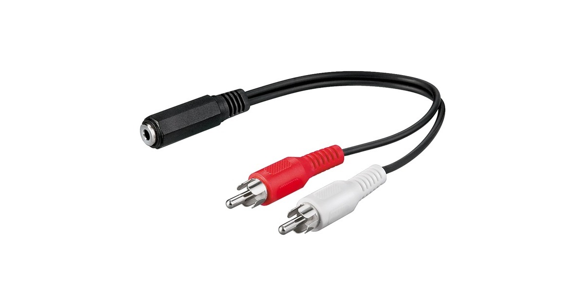 goobayRCA > 3-Pin 3.5 mm (female) adapter  (Zwart, 0,2 meter)
