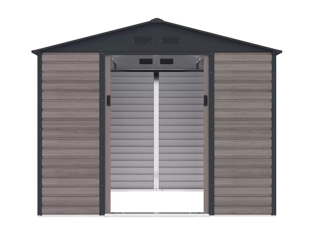 Abri de jardin métal en acier galvanisé effet bois gris 5,40 m² - ADELMO